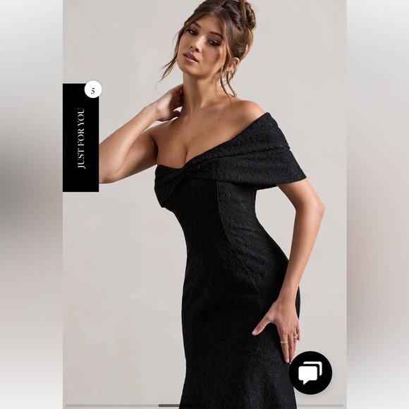 Club L London Masquerade Black Lace Twisted Bardot Maxi Dress Gown Off  Shoulder